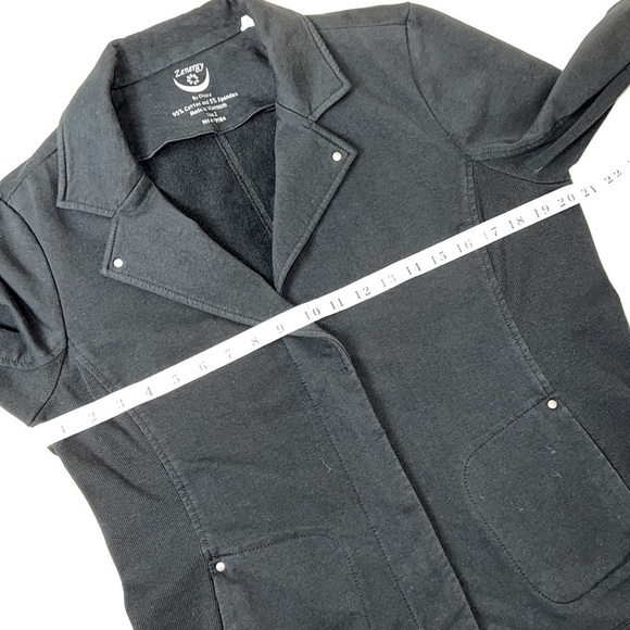 Zenergy by Chico's Black Jersey Knit collared Zip Jacket - Size 2 (Large/12) - Picture 7 of 12